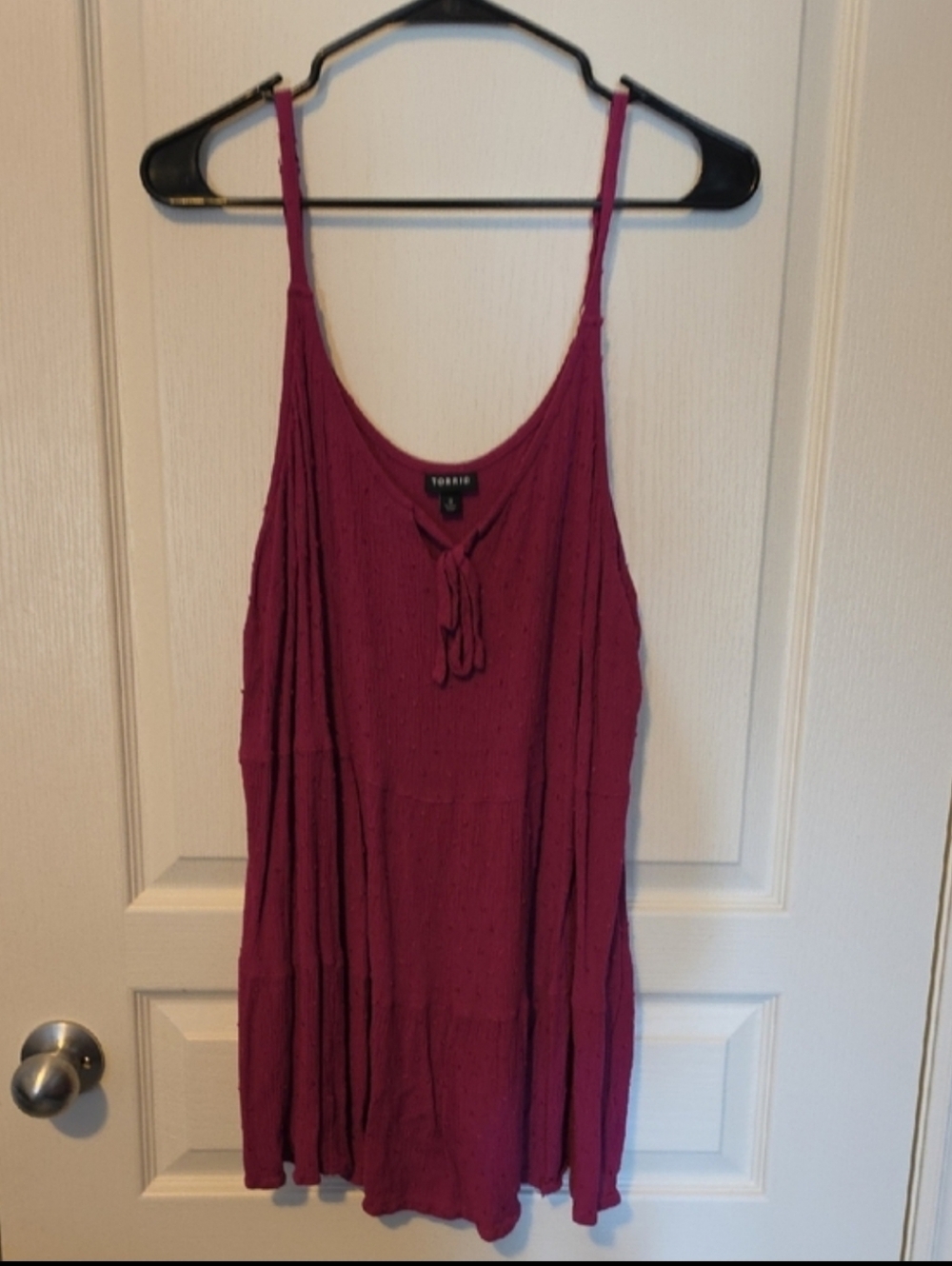 torrid Magenta Tiered Tie-Front Spaghetti Strap Tank